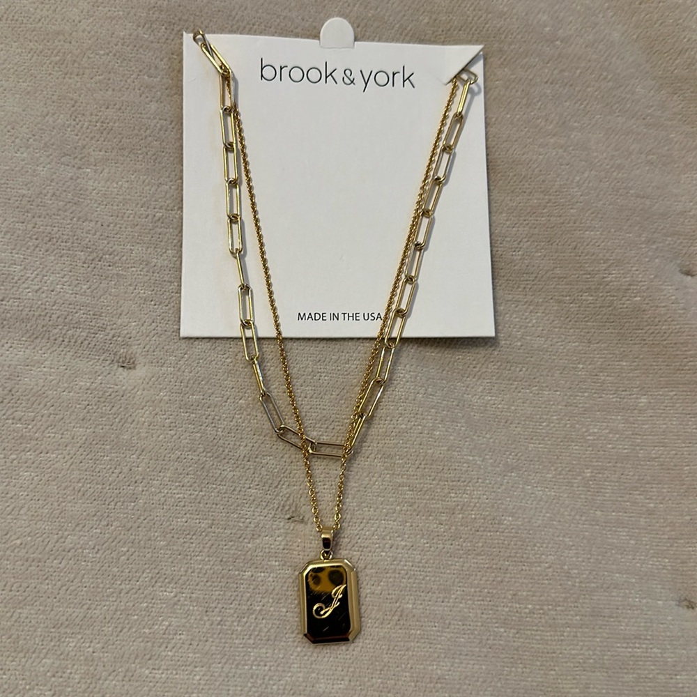 Brook & York Willow J Initial Layering Necklace Brand New Never Worn